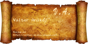 Valter Anikó névjegykártya